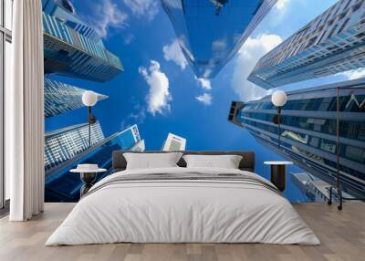 high building financial business area with cloud blue sky Wall mural