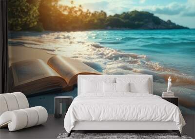 Open Book on a Sandy Beach Wall mural