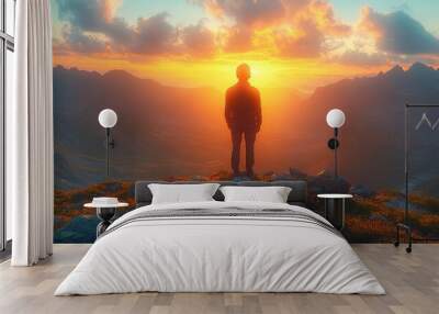 Silhouette of a Man Standing Wall mural