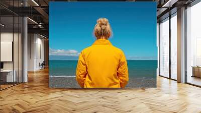 Woman Standing On Beach, Sky Above, Peace Within Wall mural