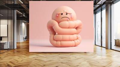 Cartoon illustration of a sad abstract gut with a disease.	
 Wall mural