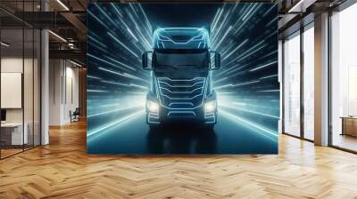 Futuristic truck background, Generative AI Wall mural