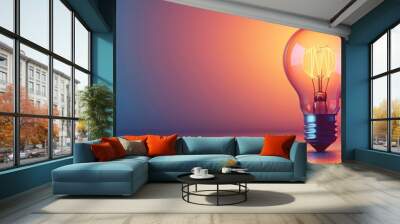 Light bulb on colorful background. Think differently, creative idea concept. Banner for business idea. Wall mural