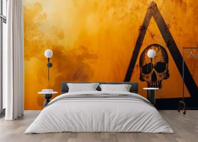 Warning sign with skull. Concept of protection, survival, toxicity, health risk. Wall mural