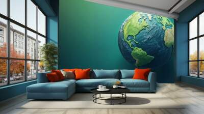 A globe is currently resting atop a vibrant green surface below it Wall mural