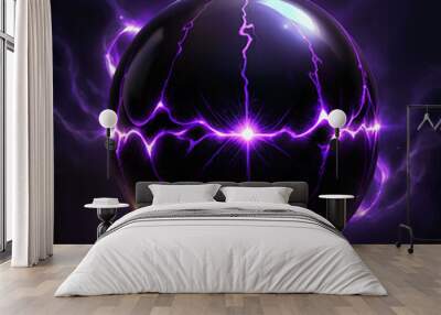 Purple Electric Orb with Glowing Veins Wall mural