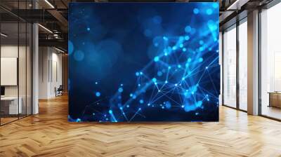 Data Blue. Cybersecurity and Data Protection in Digital World with Dark Blue Abstract Background Wall mural