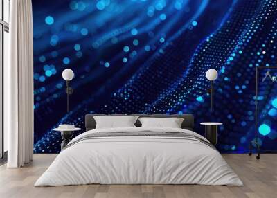 Digital Image: Abstract Graphic Node in Blue Code Matrix Wall mural