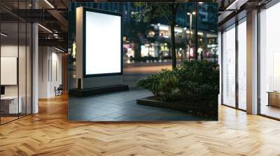 Empty Billboard Mockup in Modern Shopping Center: Advertising and Marketing Space for Sale and Offers Wall mural