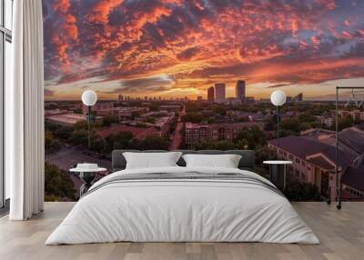 Frisco City Panorama: Sunset View over Downtown McKinney, Texas Eastside Wall mural