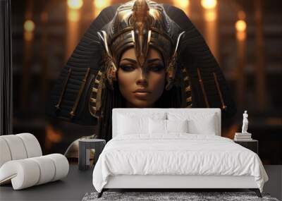 Isis, the Egyptian Goddess in Afrofuturistic Style. Spiritual Black Woman Fashion with Nubian Elements Wall mural