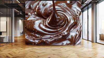 Liquid Chocolate - Melted Dark Chocolate Flow in Brown Swirl Background Wall mural