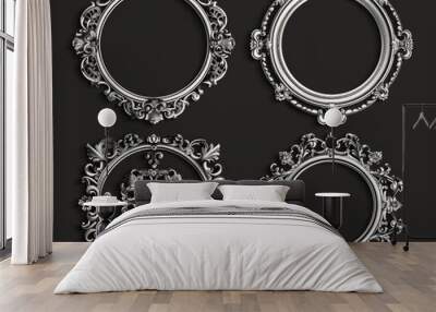 Ornate Circle. Vintage Round Frame Set for Elegant Design and Decoration Wall mural