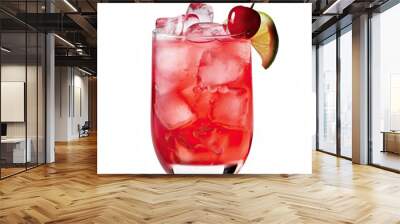 Refreshing Shirley Temple Cocktail in Two Glasses with Ice - Perfect for a Sweet and Non-Alcoholic Summer Drink: Generative AI Wall mural