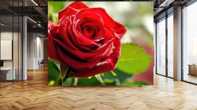 Romantic Red Rose: Close-up Blossom Symbolizing Love and Celebration Wall mural