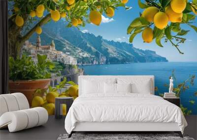 Scenic Amalfi Coastline: Lemon Grove and Historic Architecture in Campania, Italy Wall mural