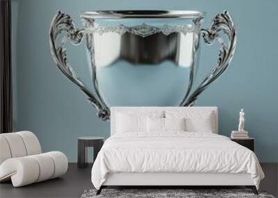 Silver Award Cup. Trophy for First Place Victory in Sports Celebration Wall mural