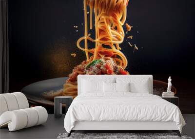 spaghetti pasta with a fork Wall mural