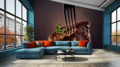 steak and fork with generative ai Wall mural