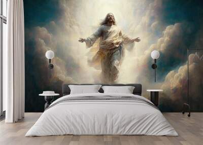 The Glorious Ascension of Jesus Christ: Rising with Faith to Join the Heavenly Realm: Generative AI Wall mural