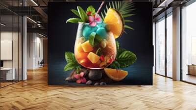 tropical cocktail with generative ai Wall mural