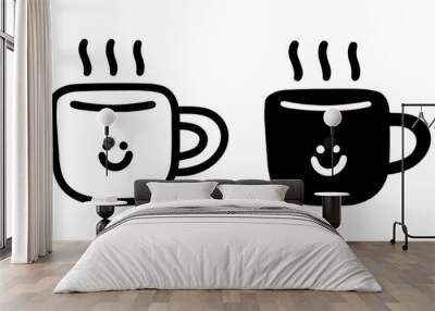 Coffee cup cartoon doodle, Vector. Wall mural