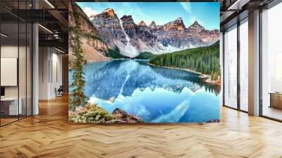 Moraine lake panorama in Banff National Park, Alberta, Canada Wall mural