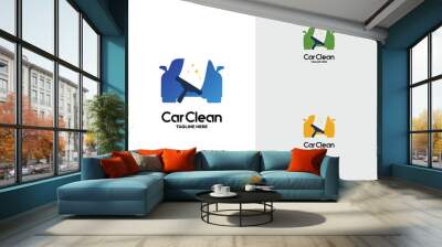 Car Clean Logo Template Design Vector, Emblem, Design Concept, Creative Symbol, Icon Wall mural