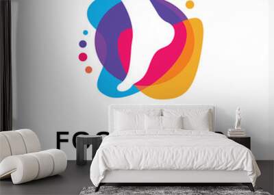 Foot Color Care Logo Design Template Inspiration Wall mural