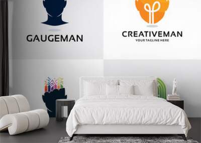 Modern People Head Logo Set Design Template Collection Wall mural