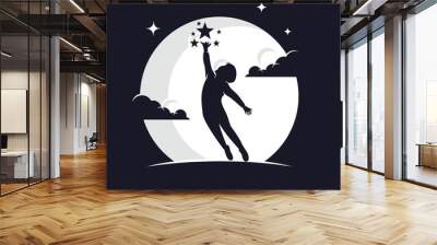 Reaching Stars with Moon Background Logo Design Template Wall mural