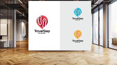 Travel Step Logo Template Design Vector, Emblem, Design Concept, Creative Symbol, Icon Wall mural