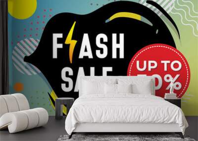 Vector flash sale design with thunder vector illustration and blue modern background Wall mural