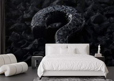 3D black question mark background. Wall mural