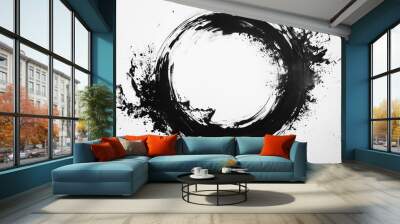 A black ink circle on the white background. Wall mural