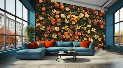 A lot of small flower in a floral wall to use as a photo background. Wall mural