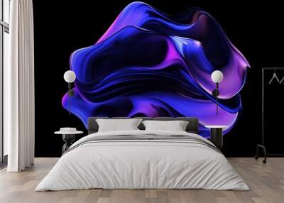 Abstract fluid shape background with a purple and blue gradient color, on a dark background. Wall mural