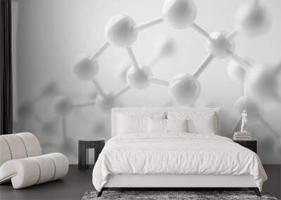 Clean and minimal background with crystal white molecular structure. Wall mural