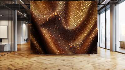 Close-up of luxurious brown leather surface with water drops. Wall mural