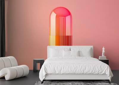 The transparent orange capsule pill on a clean background. Wall mural