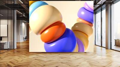 3d render illustration - Bright Playful Background. Abstract wallpaper with inflated beads. Modern illustration is great for your web projects. Wall mural