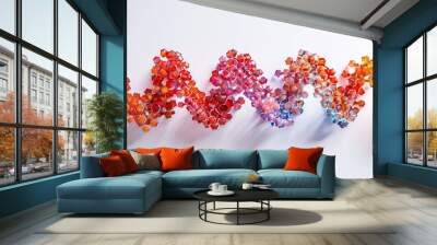 Transverse DNA network concept on white background, Virtual Digital analysis of chromosomes Human DNA test in viral disease or cancer, 3D illustration Free space for text and scientific research Wall mural