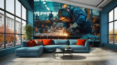 Heavy machinery, sparks flying Wall mural