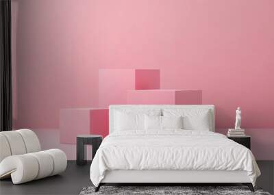 Abstract 3D pink cube and box podium in a minimal studio background Geometric shapes designed for displaying cosmetic and fashion products for special occasions Wall mural