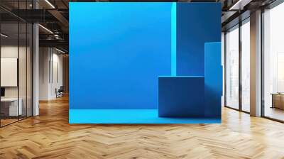 Blue Cube Display with Blank Template Two Cubes Stand in 3D Render Wall mural