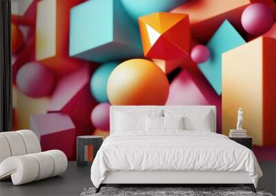 Stunning geometric shape background featuring 3D illustration and rendering Wall mural