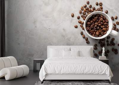 White mug with coffee beans space for text or image coffee theme Wall mural