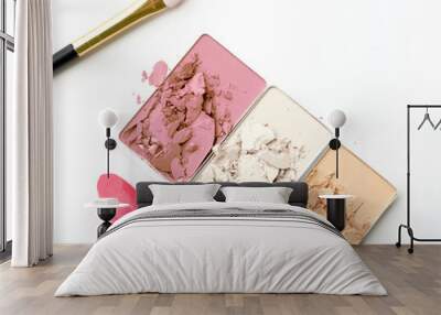 make up accessories on white background Wall mural