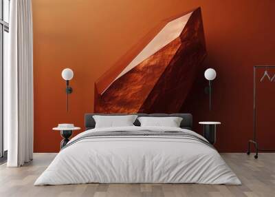 Clean 3D rendering of an angular shard on a solid chestnut brown background Wall mural