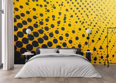 Yellow comic background with black polka dots and jagged edges, providing a fun, quirky look. Wall mural